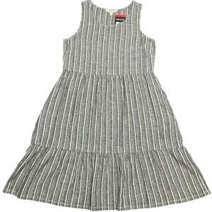 Briggs Women’s Linen Blend Gray and White Tiered Dress Size Medium NWT